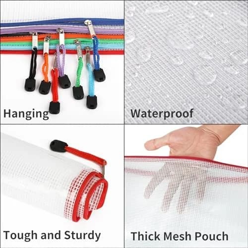 24-Piece Mesh Zipper Pouches for Home & Office Organization